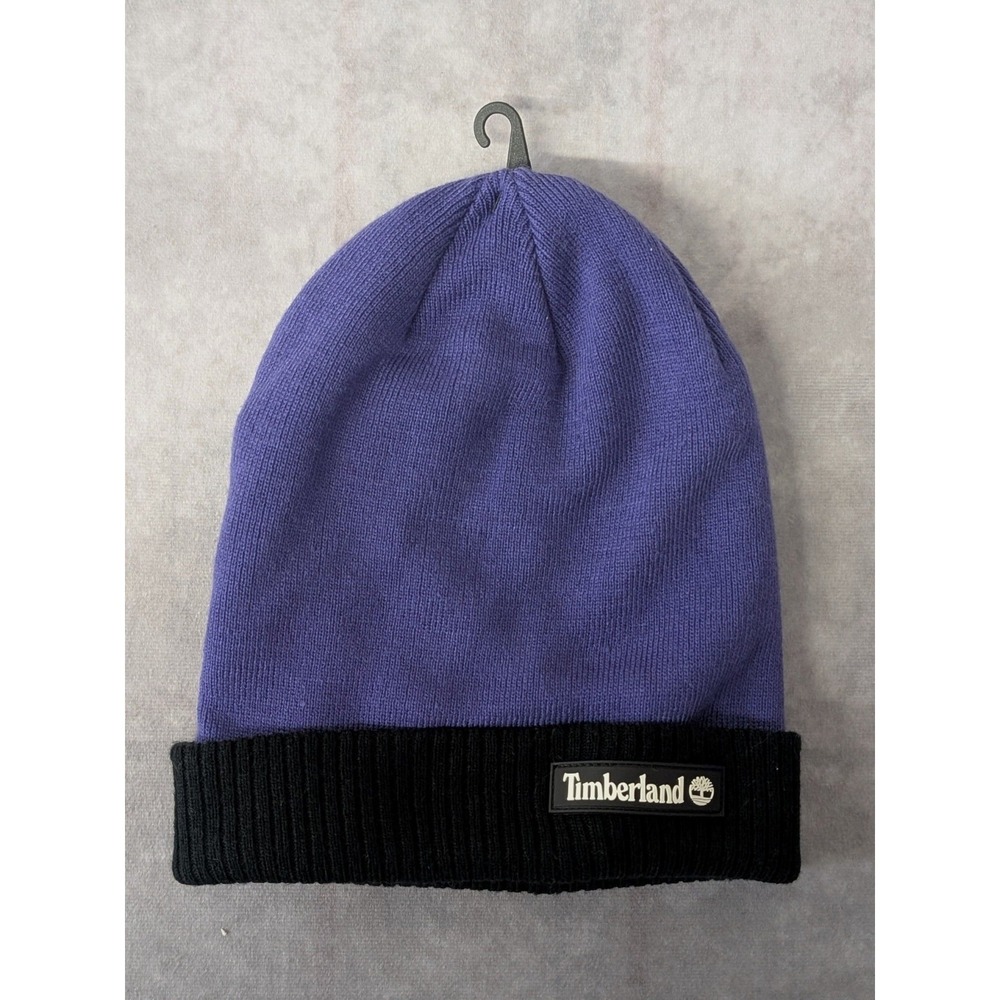 Timberland Men YC‎ Cuff Beanie Hat Black Purple New Winter